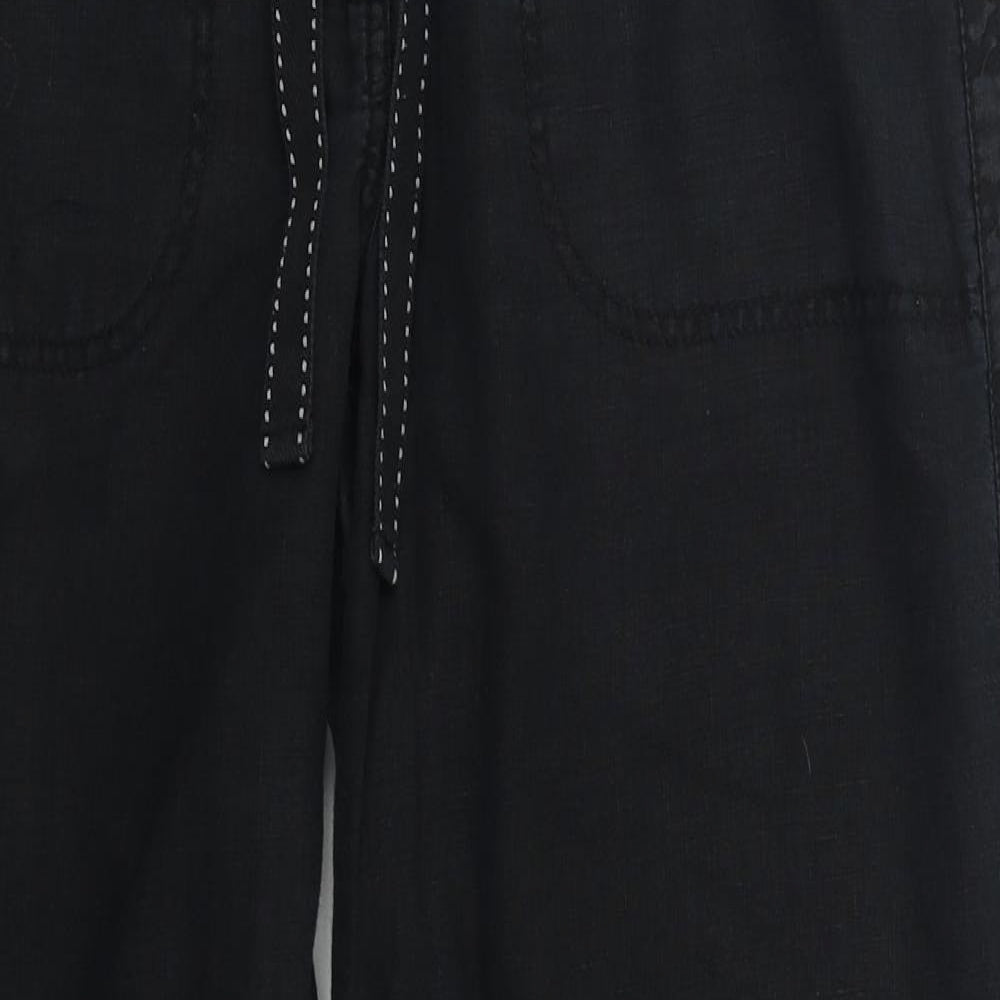 George Womens Black  Linen Trousers  Size 10 L28 in Regular Button