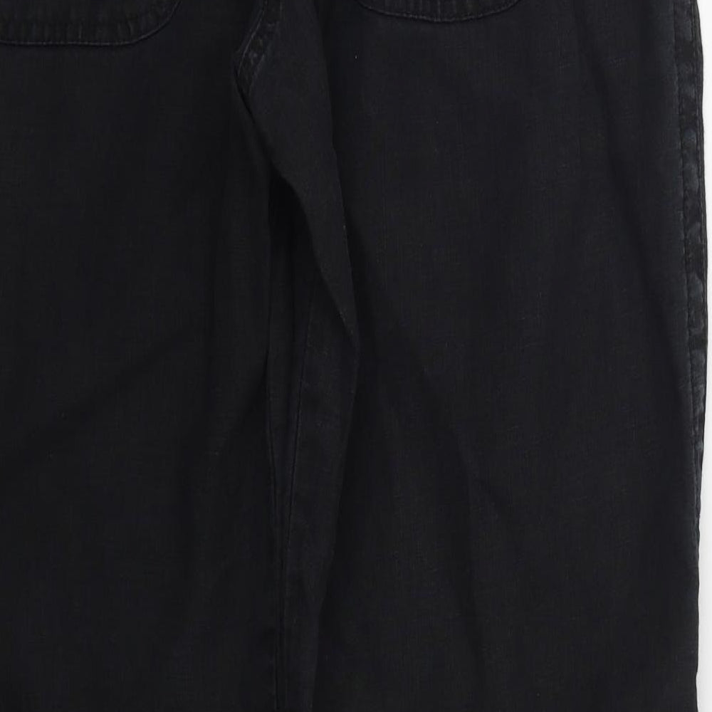 George Womens Black  Linen Trousers  Size 10 L28 in Regular Button