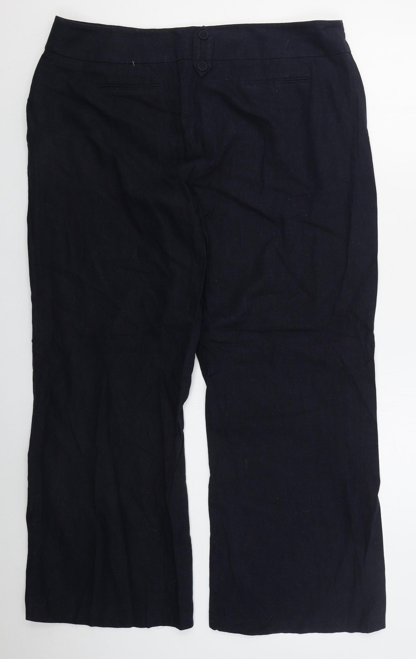 M&Co Womens Blue  Linen Trousers  Size 20 L30 in Regular Hook & Eye