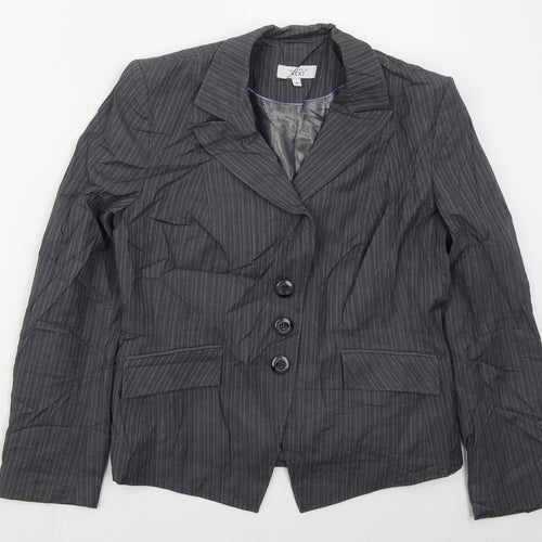 NEXT Womens Grey Striped Polyester Jacket Suit Jacket Size 16
