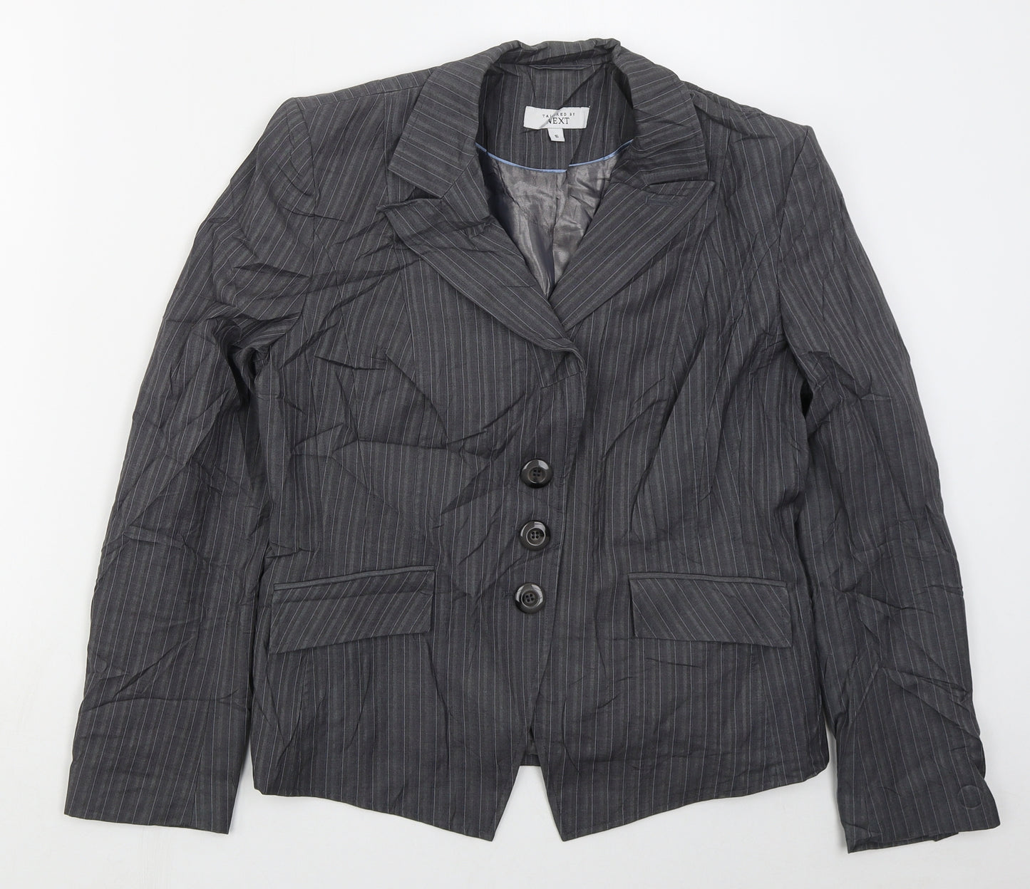 NEXT Womens Grey Striped Polyester Jacket Suit Jacket Size 16