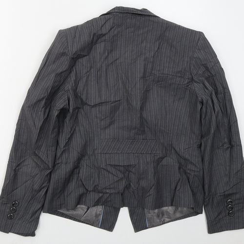 NEXT Womens Grey Striped Polyester Jacket Suit Jacket Size 16