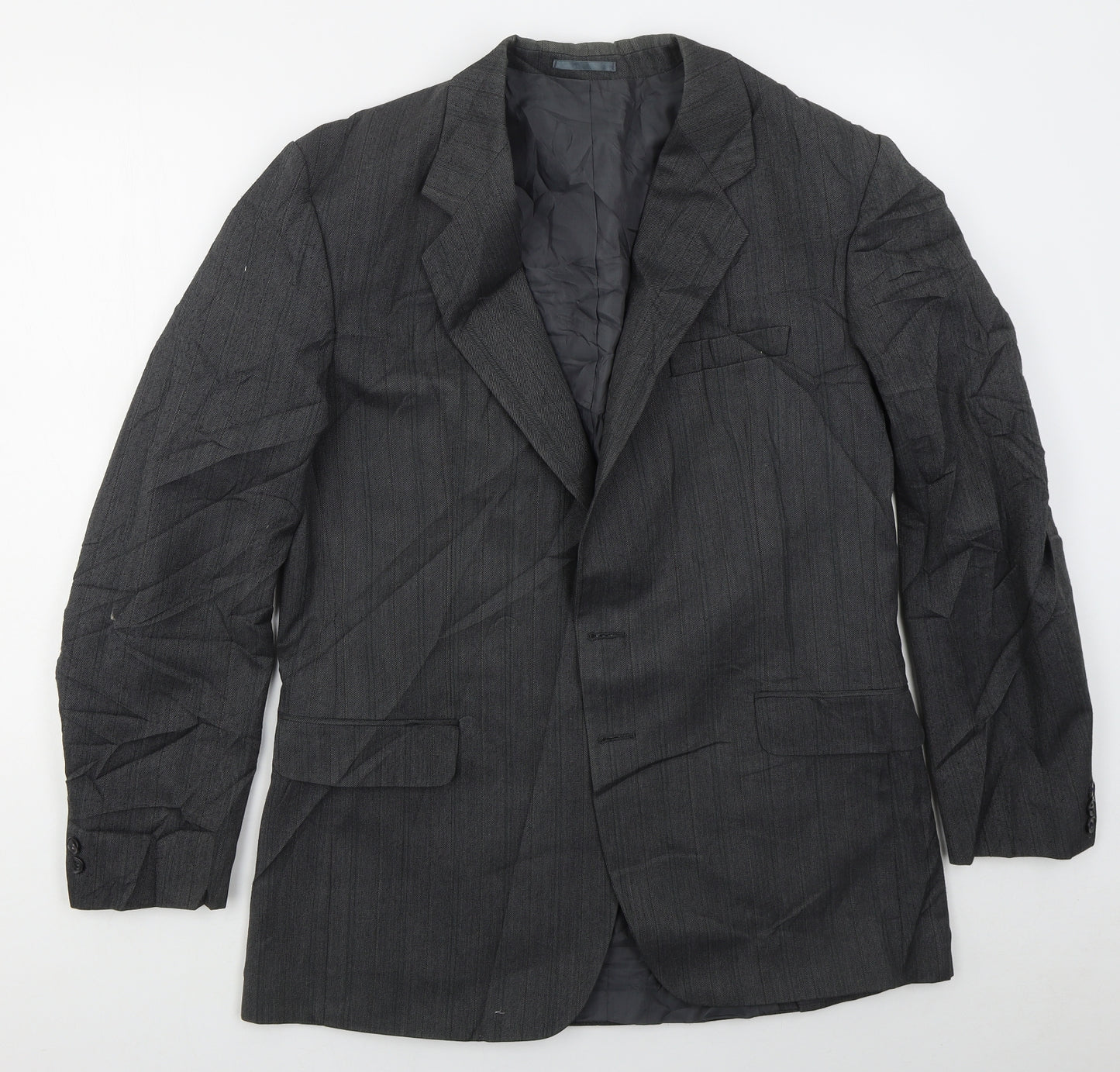 Chesterfield Mens Grey Herringbone Wool Jacket Suit Jacket Size 40