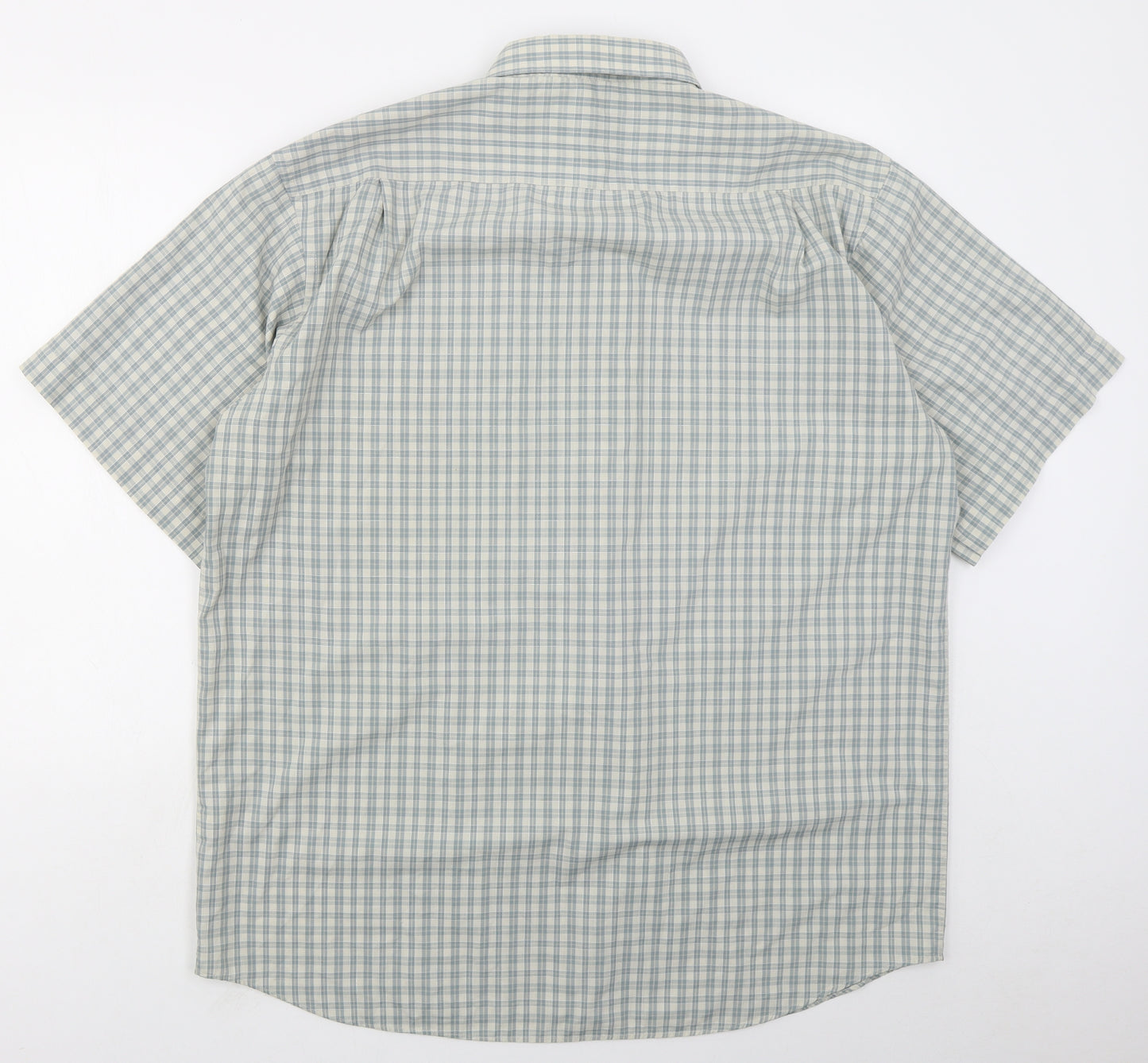Cedar Wood State Mens Green Check Polyester  Button-Up Size XL Collared Button