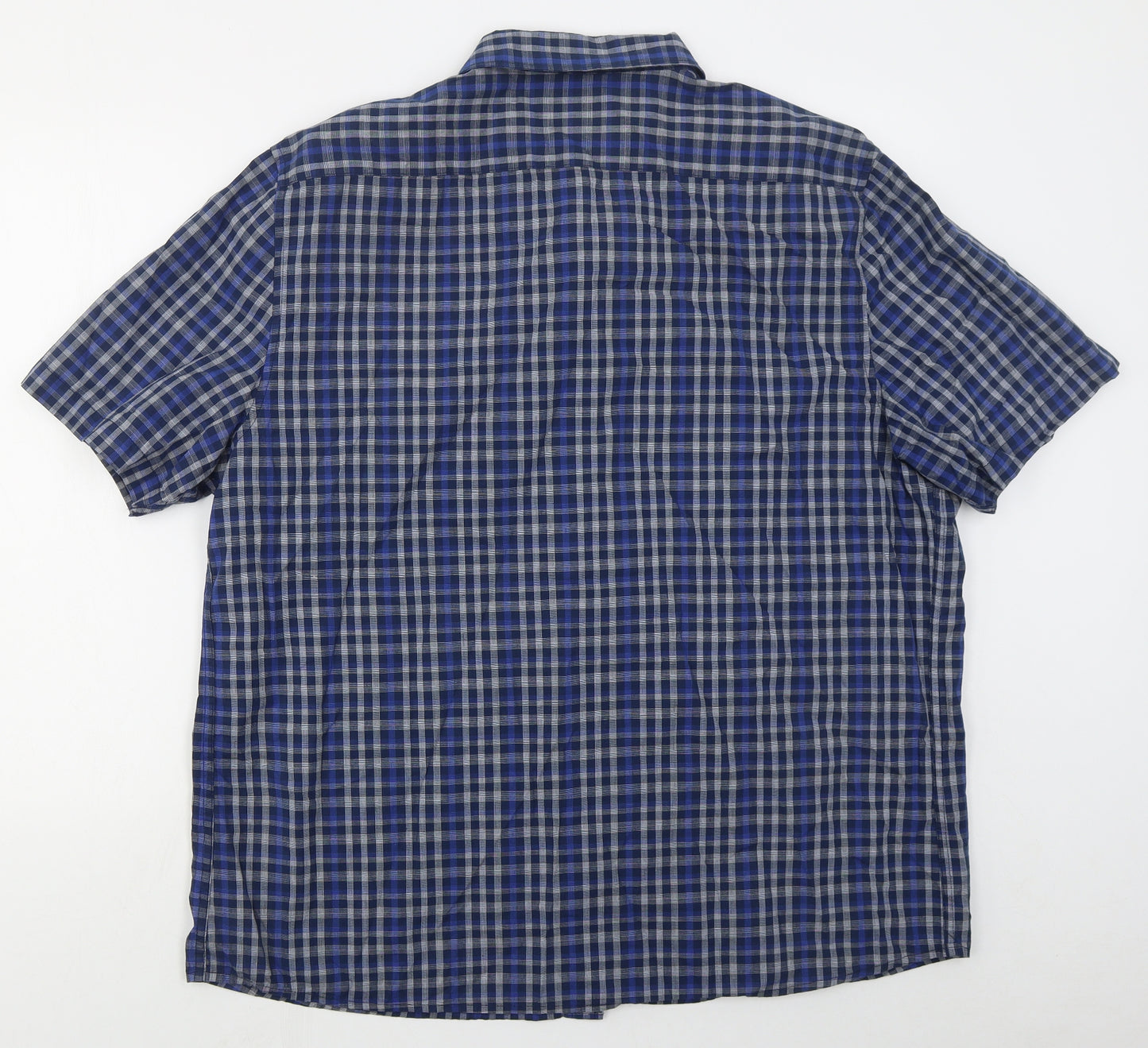 George Mens Blue Check Cotton  Button-Up Size 2XL Collared Button