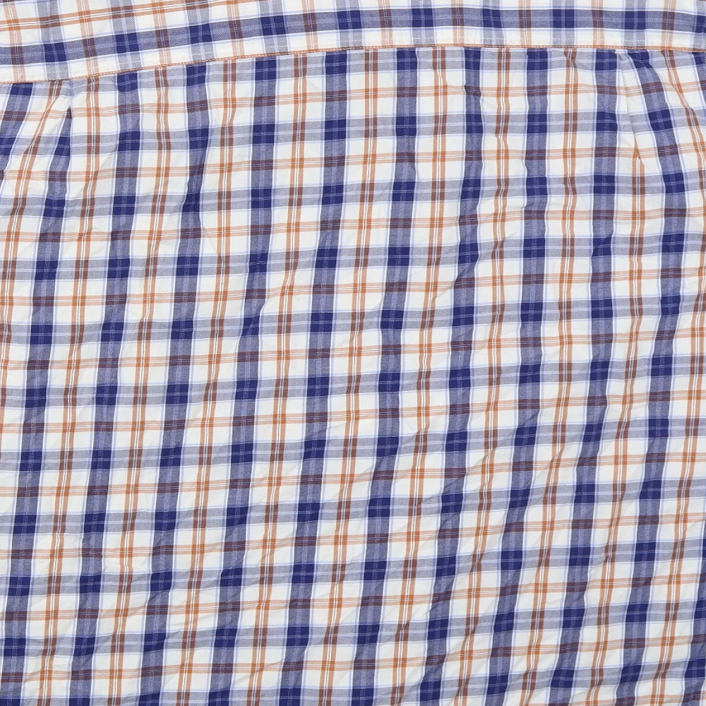 Lincoln Mens Blue Check Cotton  Button-Up Size 2XL Collared Button