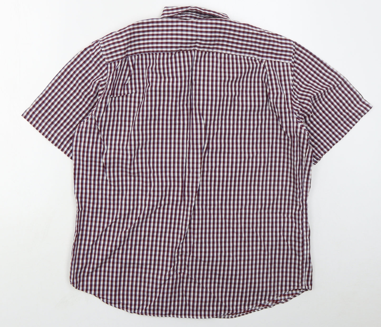 Marks and Spencer Mens Purple Check Cotton  Button-Up Size L Collared Button - v