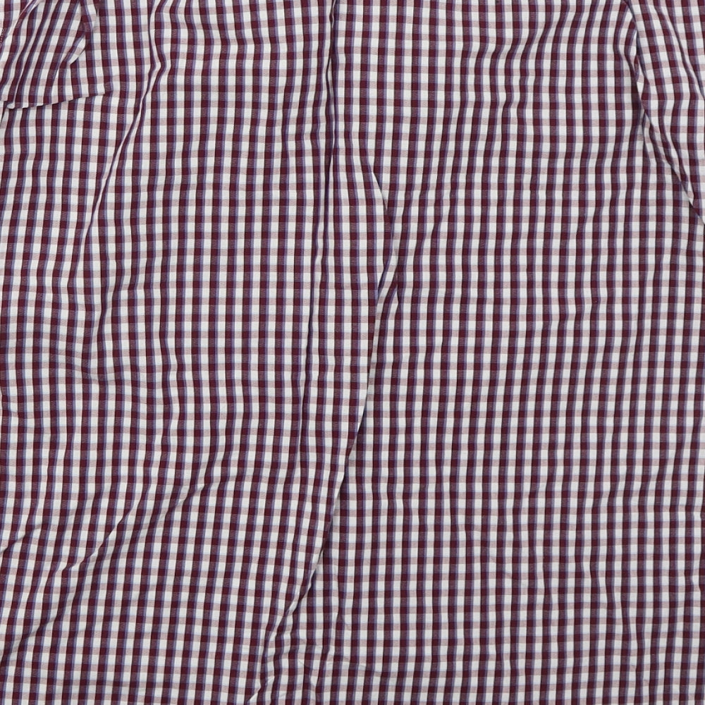 Marks and Spencer Mens Purple Check Cotton  Button-Up Size L Collared Button - v