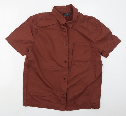 Marks and Spencer Mens Red  Cotton  Button-Up Size L Collared Button - Rust Coloured