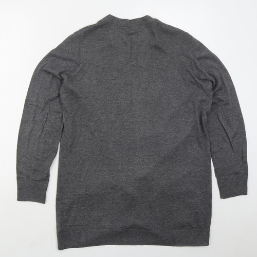 F&F Womens Grey V-Neck  Nylon Cardigan Jumper Size 14