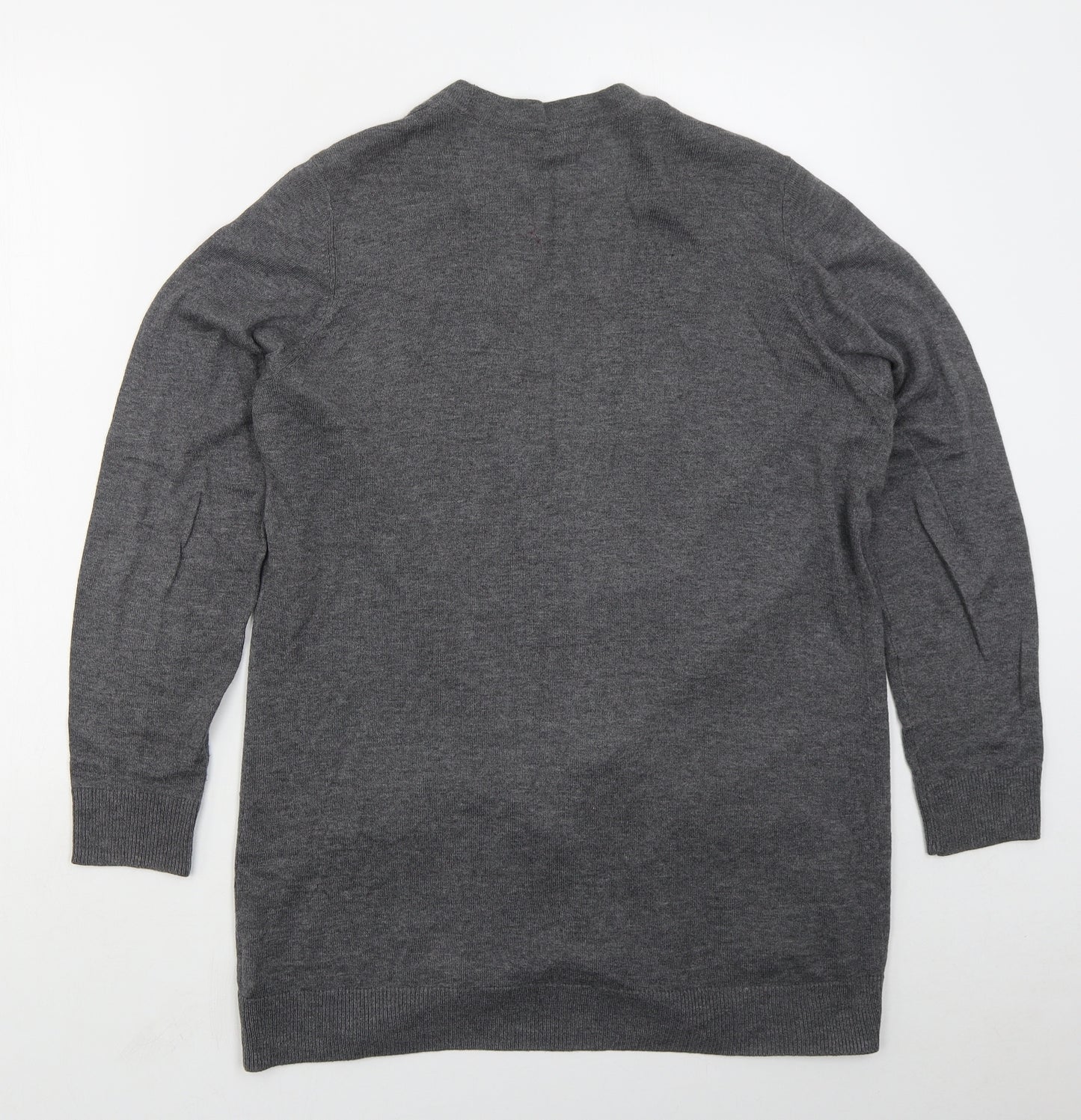 F&F Womens Grey V-Neck  Nylon Cardigan Jumper Size 14