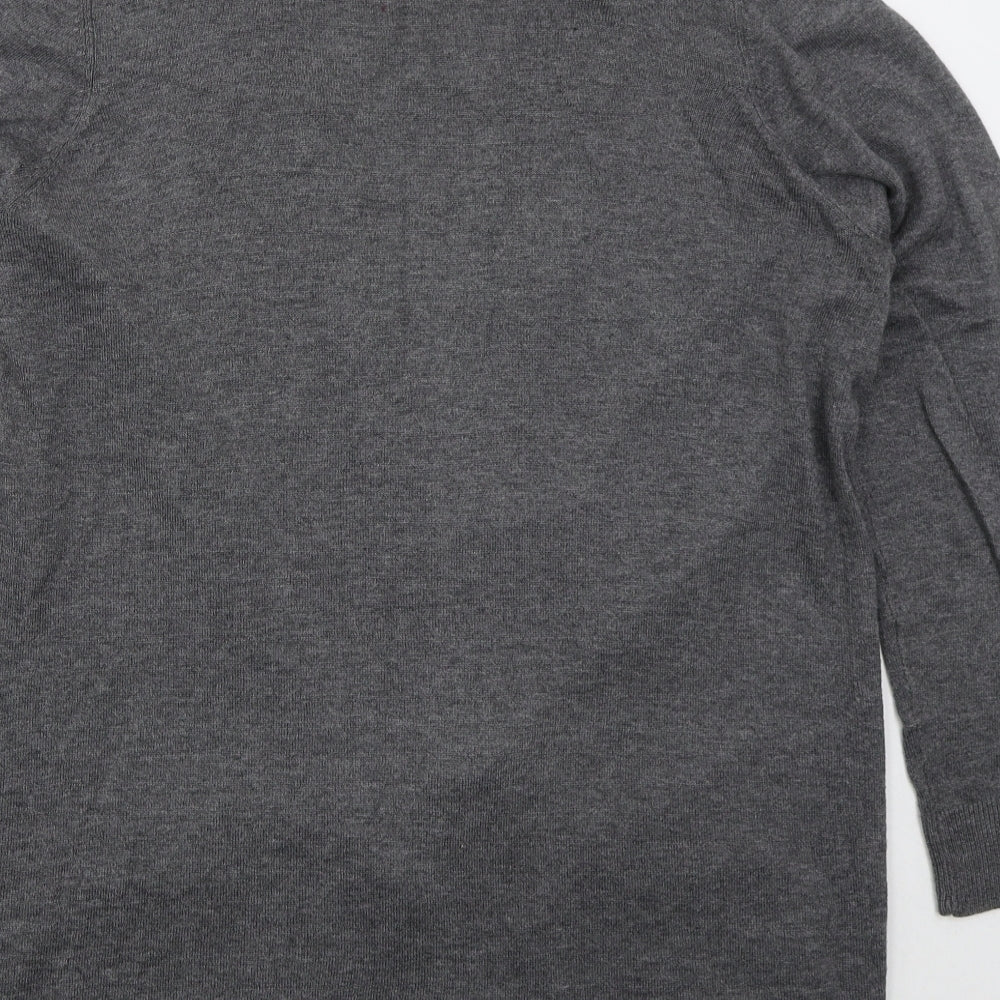 F&F Womens Grey V-Neck  Nylon Cardigan Jumper Size 14