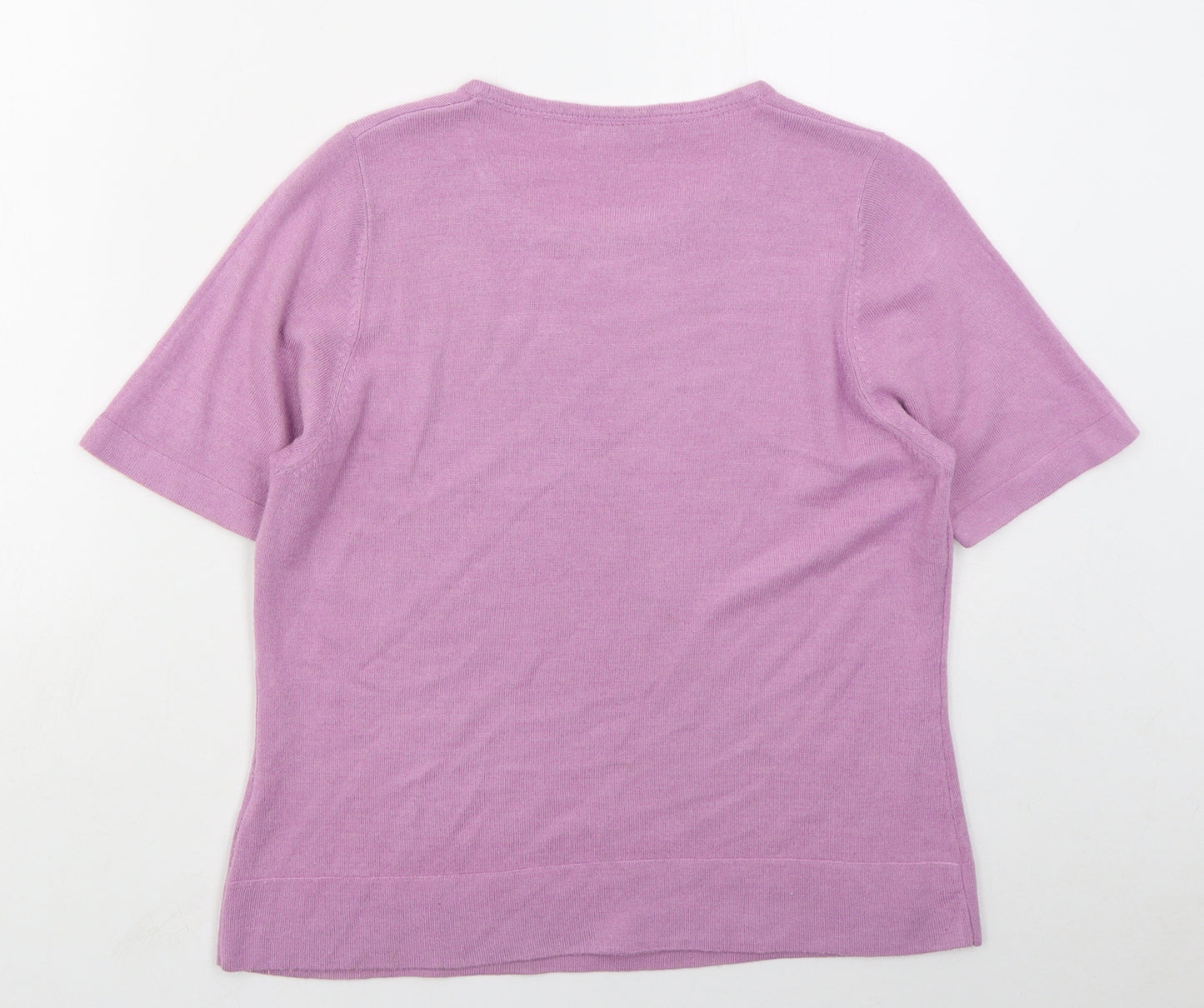 Marks and Spencer Womens Purple Crew Neck  Acrylic Pullover Jumper Size 14