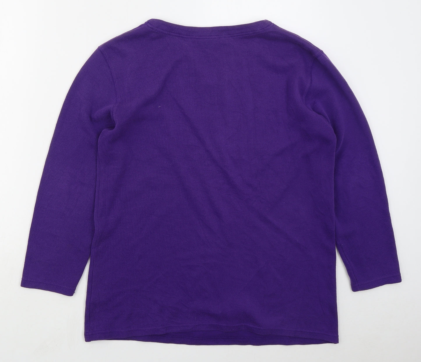 Para Womens Purple  Polyester Basic T-Shirt Size S V-Neck
