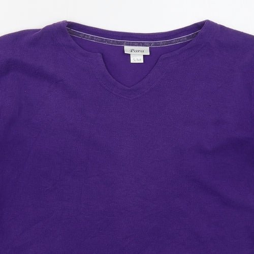 Para Womens Purple  Polyester Basic T-Shirt Size S V-Neck