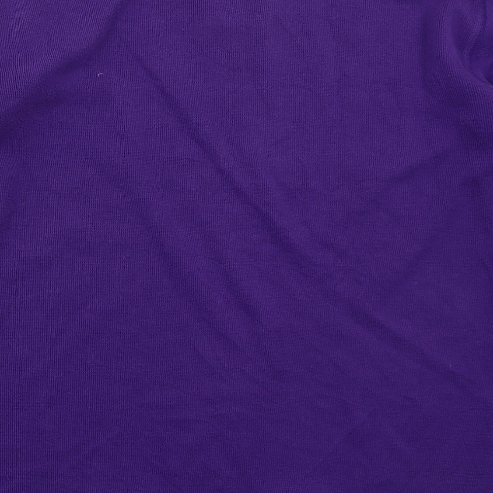 Para Womens Purple  Polyester Basic T-Shirt Size S V-Neck