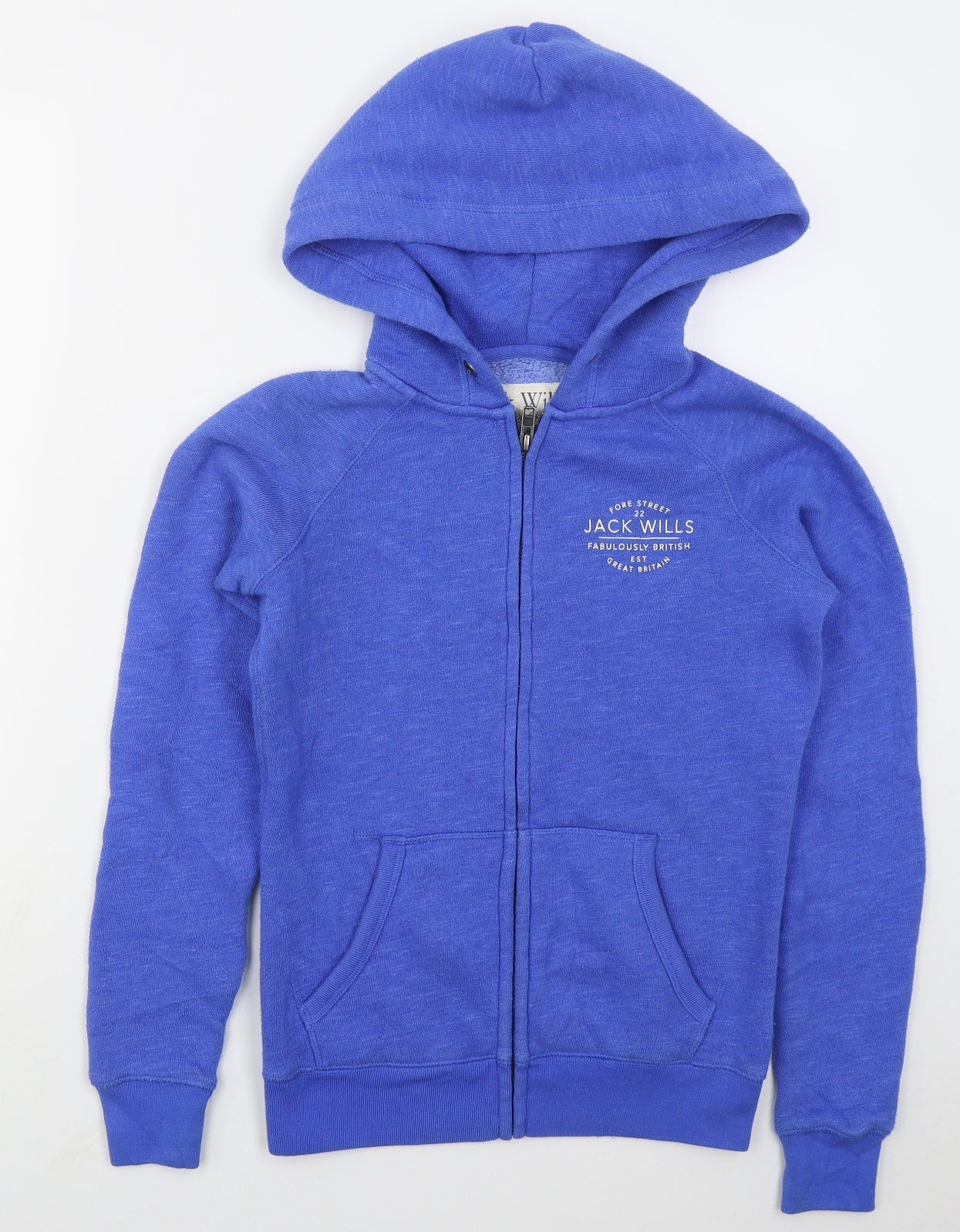 Jack Wills Womens Blue  Polyester Full Zip Hoodie Size 6  Zip