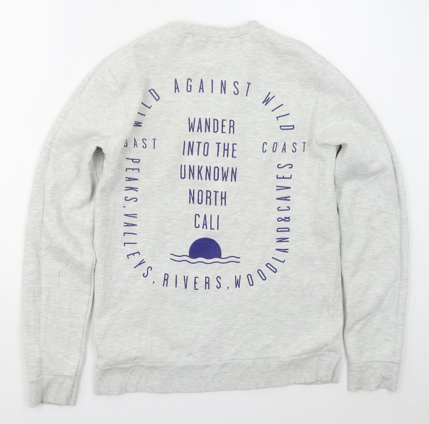 Topman Mens Grey  Cotton Pullover Sweatshirt Size XS   - Cali