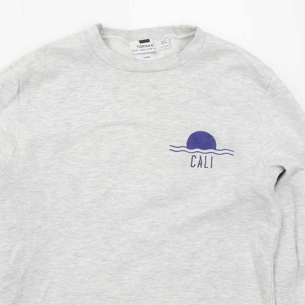 Topman Mens Grey  Cotton Pullover Sweatshirt Size XS   - Cali