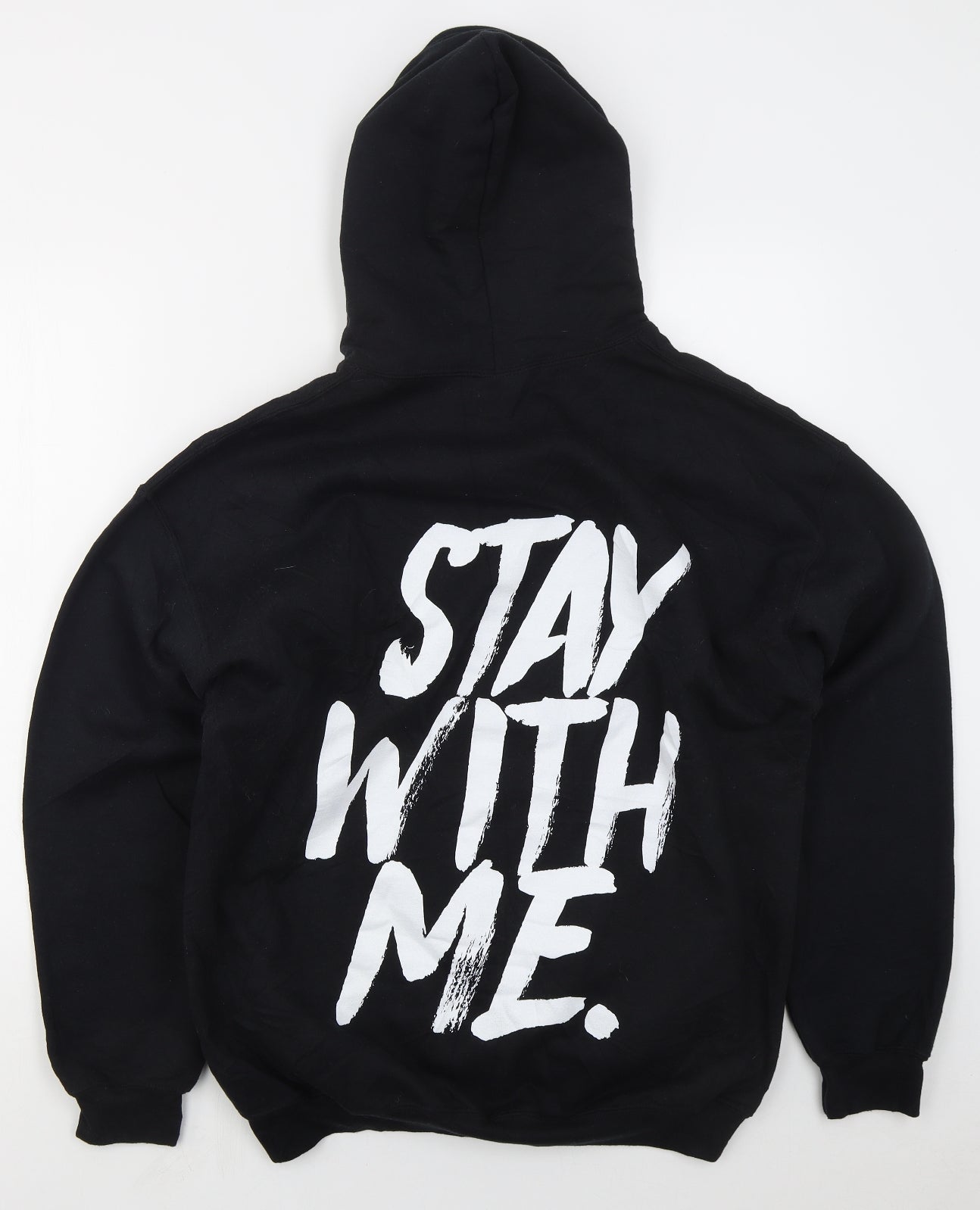 Gildan Mens Black  Cotton Pullover Hoodie Size L   - Stay With Me