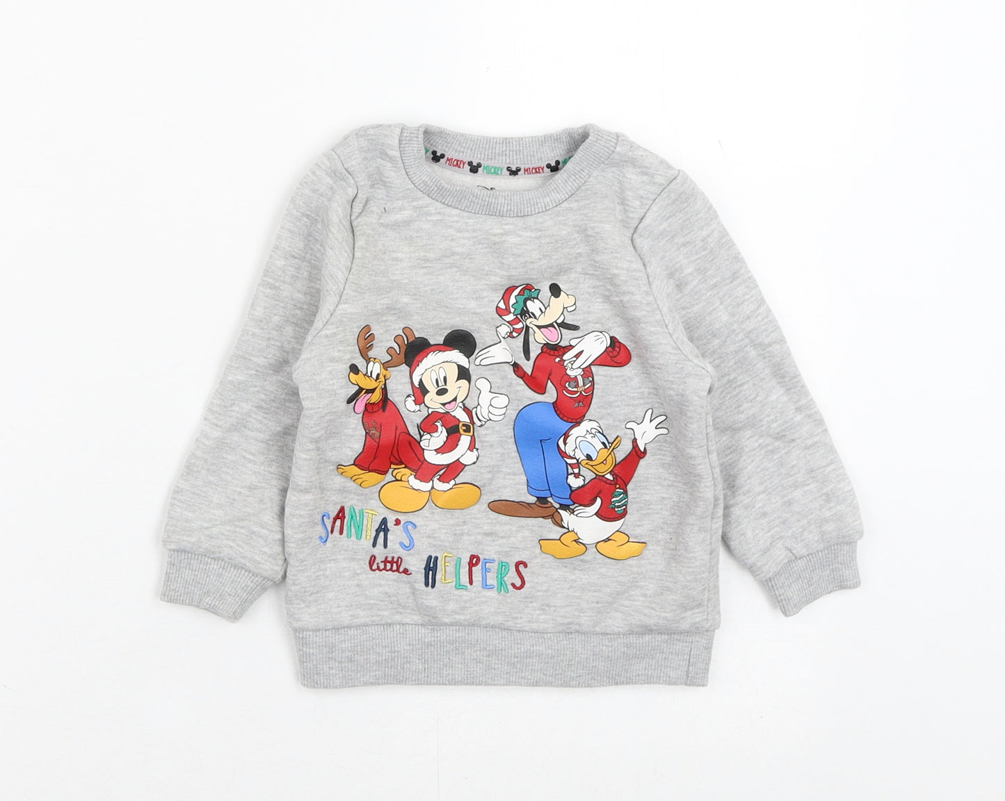Disney Baby Grey  Cotton Pullover Jumper Size 12-18 Months   - Mickey Mouse
