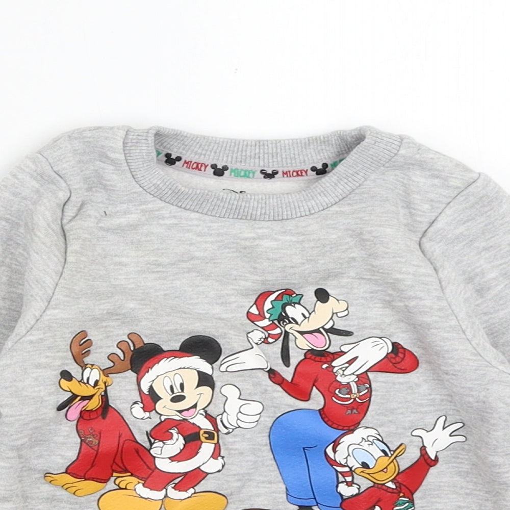 Disney Baby Grey  Cotton Pullover Jumper Size 12-18 Months   - Mickey Mouse