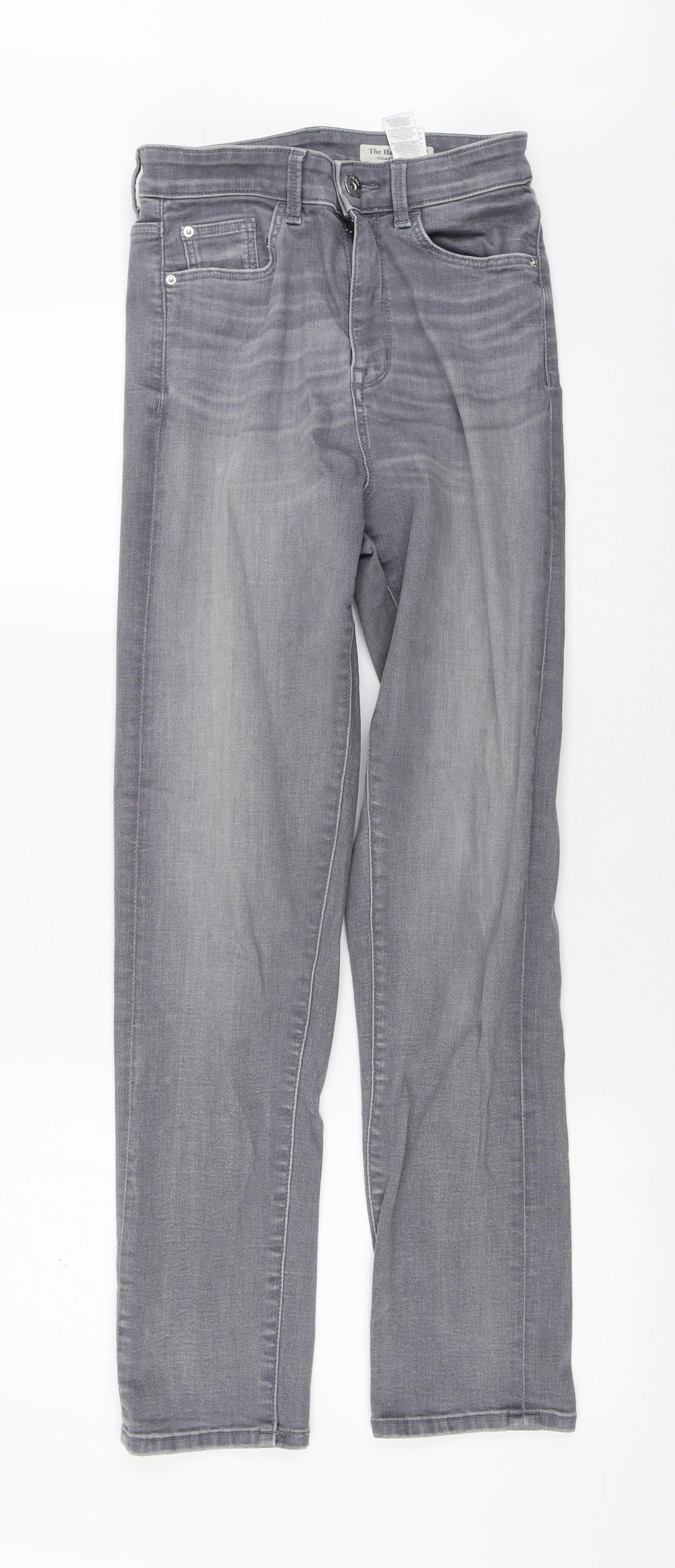 Marks and Spencer Womens Grey  Cotton Straight Jeans Size 8 L28 in Regular