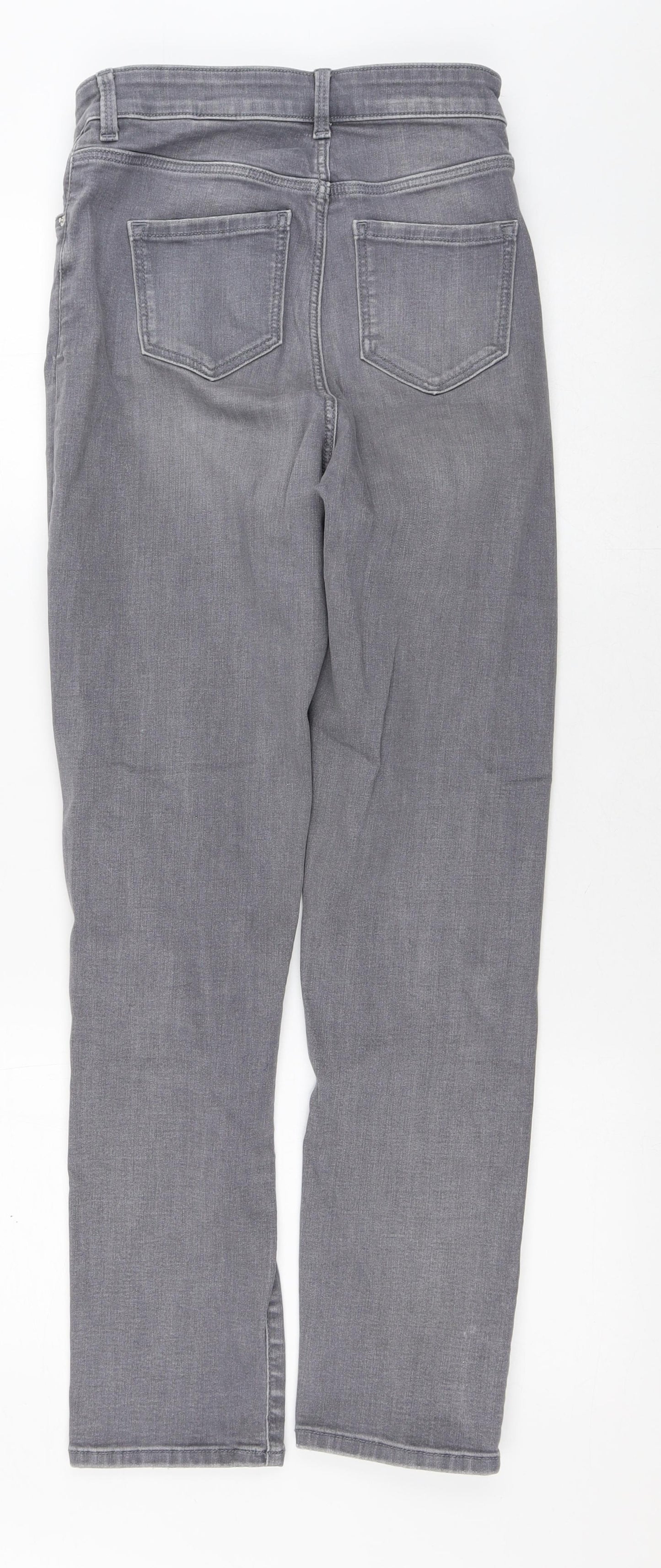 Marks and Spencer Womens Grey  Cotton Straight Jeans Size 8 L28 in Regular