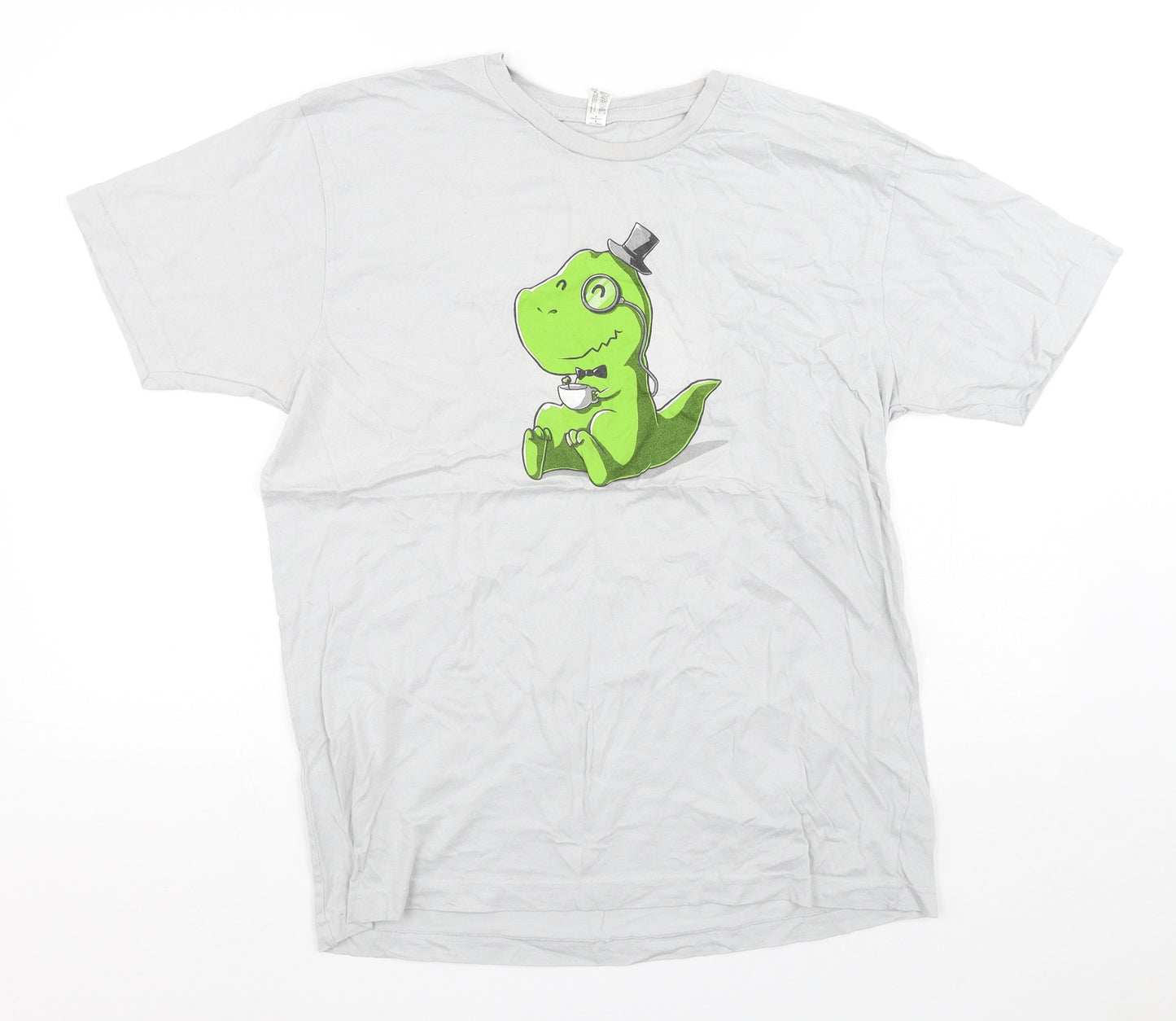 Live And Tell Womens Grey  100% Cotton Basic T-Shirt Size L Crew Neck - Teeturtle Dinosaur