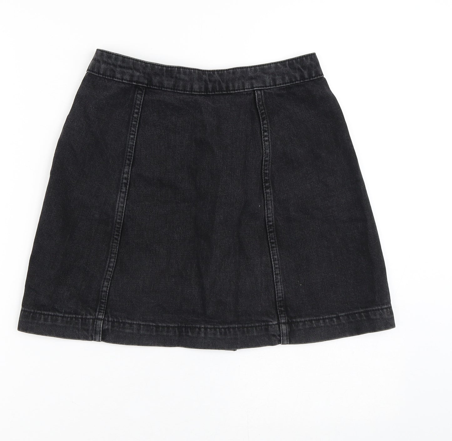 Topshop Womens Black  Cotton A-Line Skirt Size 26 in