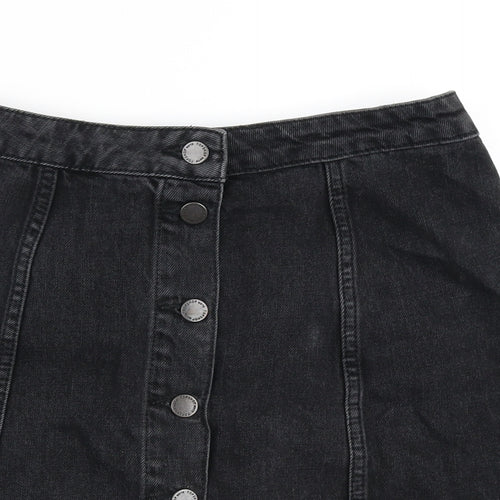 Topshop Womens Black  Cotton A-Line Skirt Size 26 in