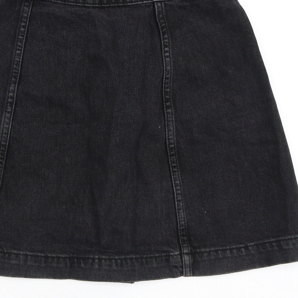 Topshop Womens Black  Cotton A-Line Skirt Size 26 in