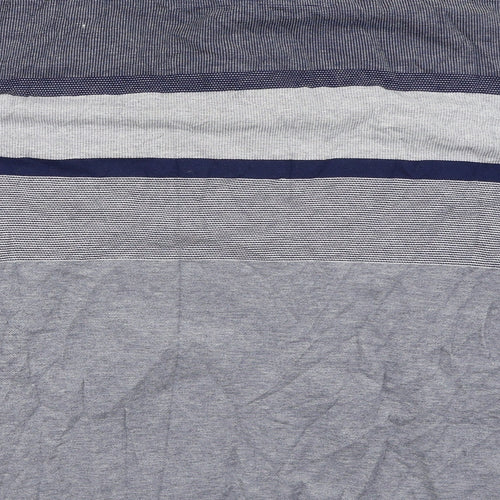 Dunnes Stores Mens Blue Striped Cotton  T-Shirt Size L Collared