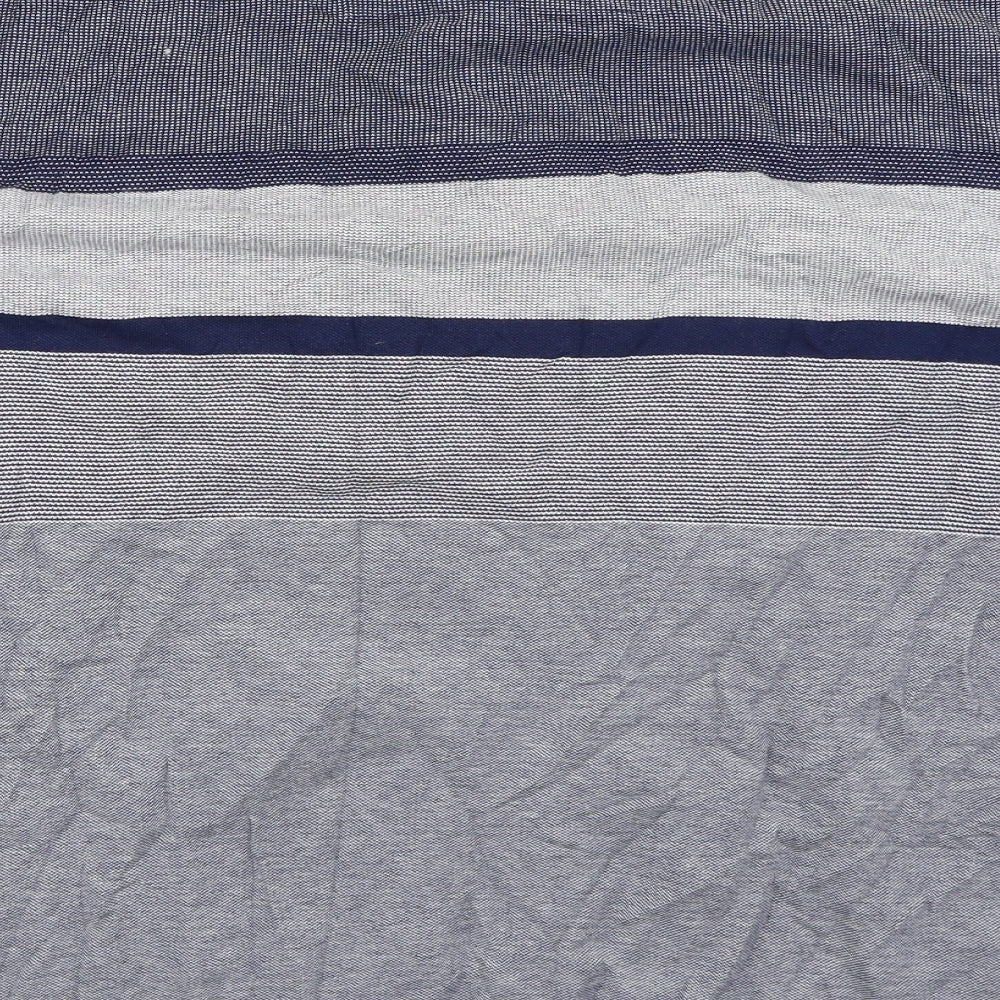 Dunnes Stores Mens Blue Striped Cotton  T-Shirt Size L Collared