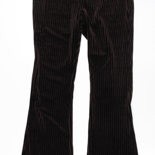 SheIn Womens Brown Striped Polyester Trousers  Size 8 L30 in Regular  - Flare
