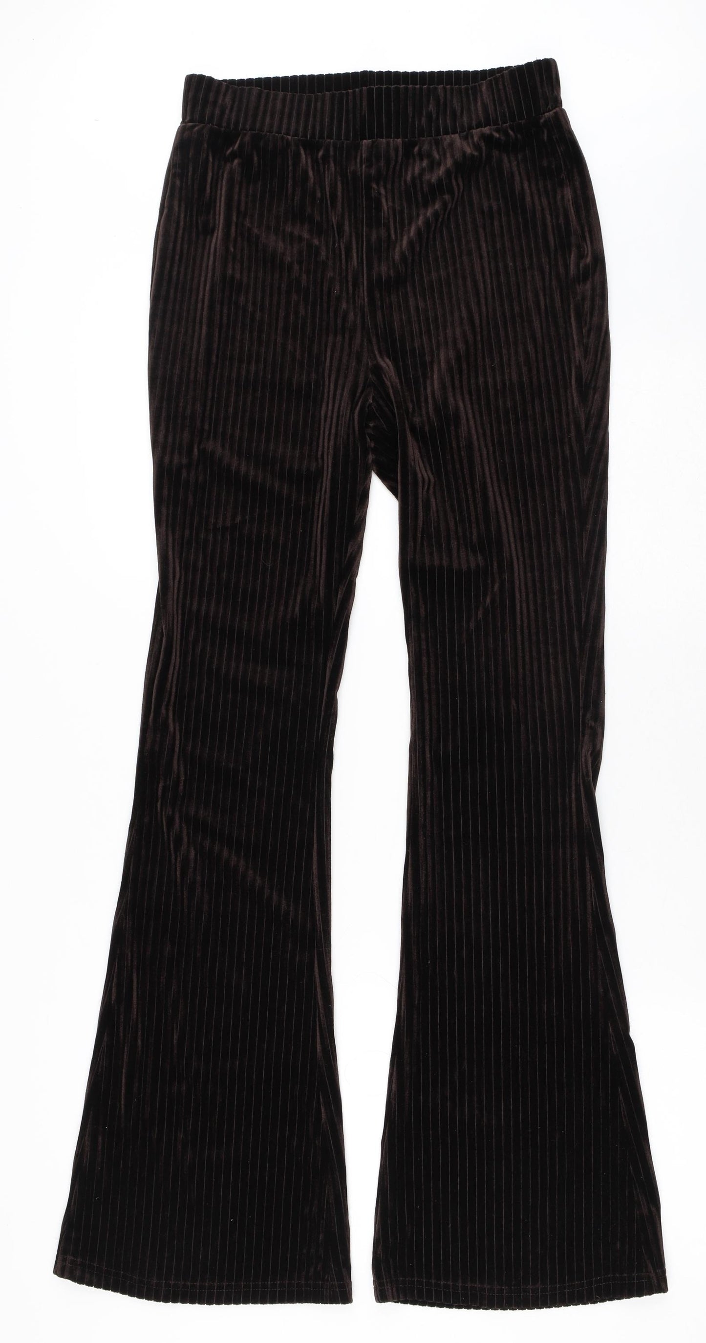 SheIn Womens Brown Striped Polyester Trousers  Size 8 L30 in Regular  - Flare