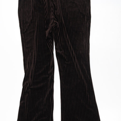 SheIn Womens Brown Striped Polyester Trousers  Size 8 L30 in Regular  - Flare