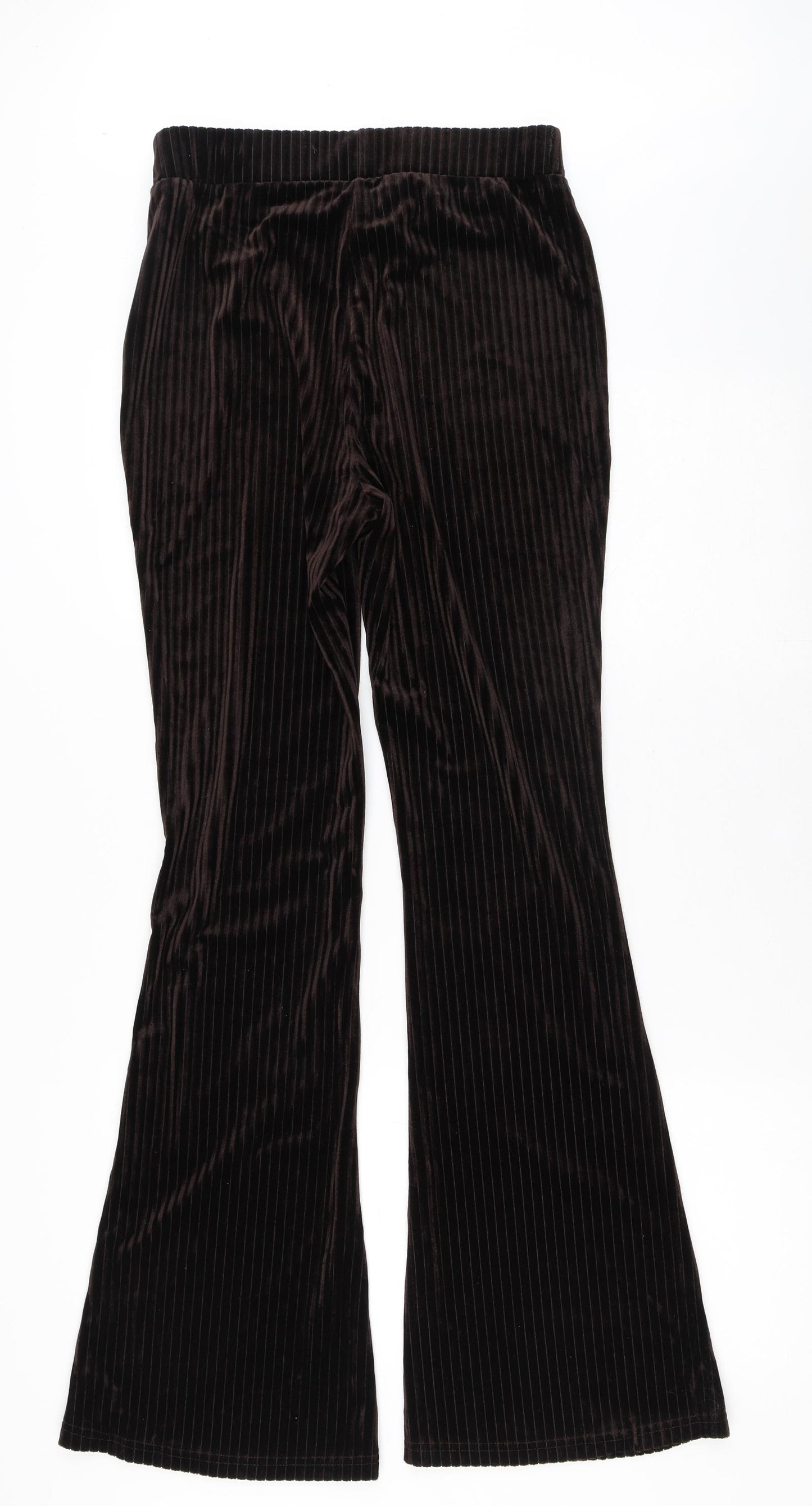 SheIn Womens Brown Striped Polyester Trousers  Size 8 L30 in Regular  - Flare