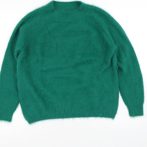 Primark Mens Green Crew Neck Striped Nylon Pullover Jumper Size L   - Fluffy