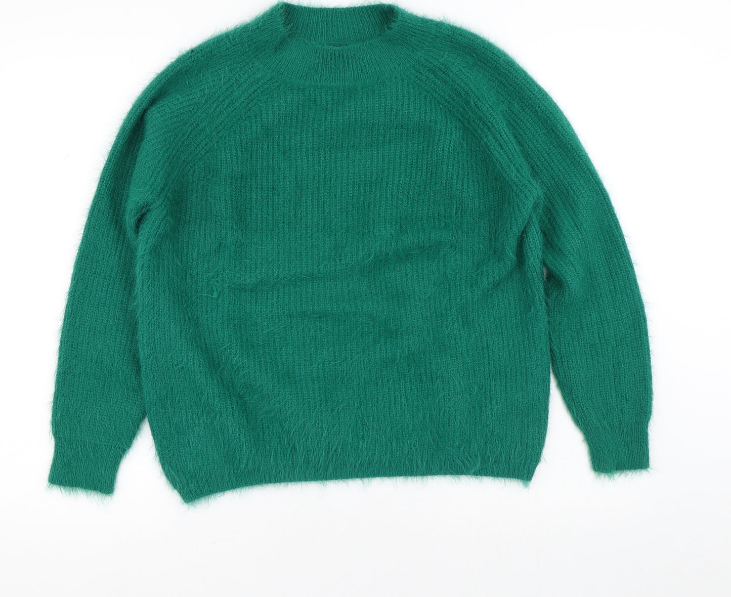 Primark Mens Green Crew Neck Striped Nylon Pullover Jumper Size L   - Fluffy