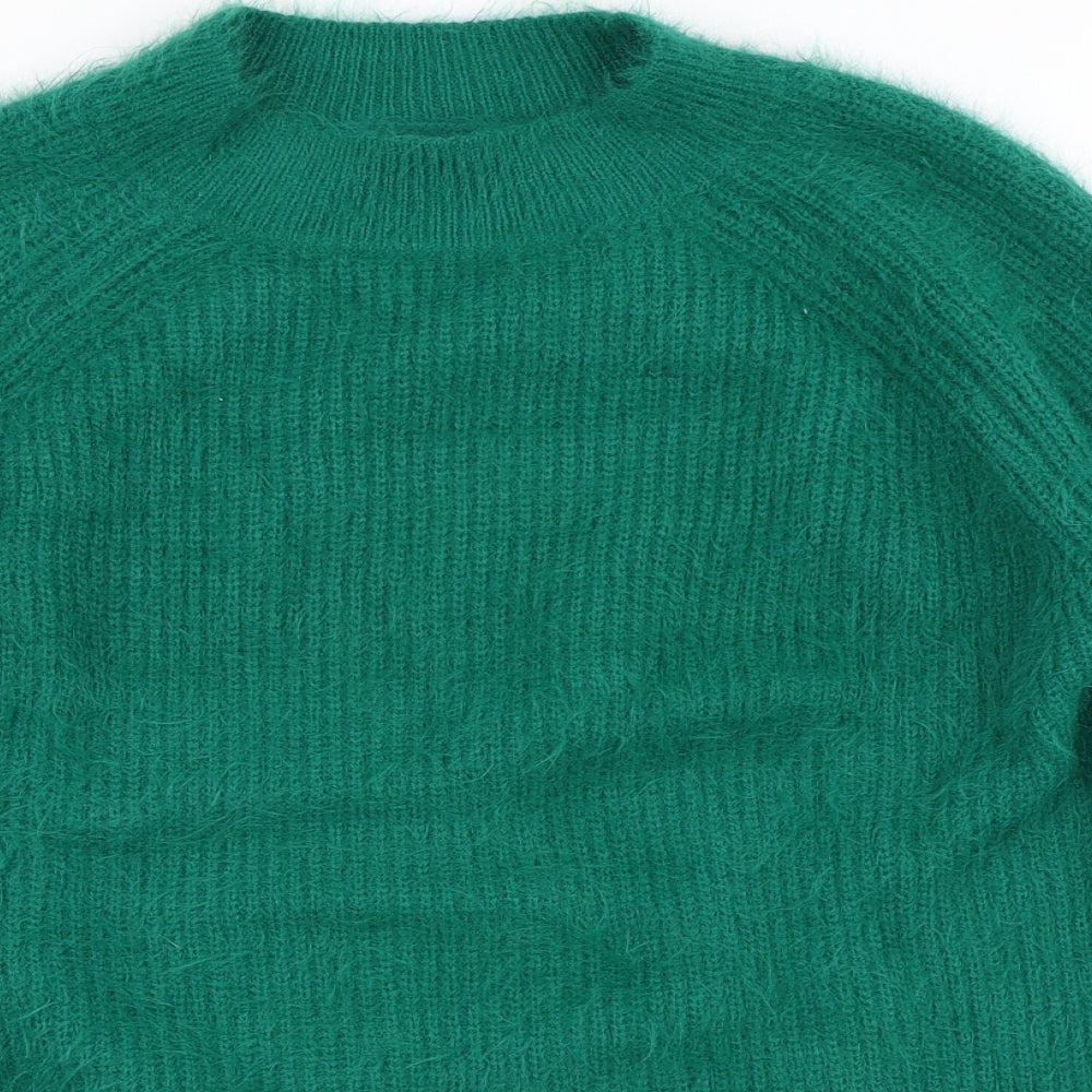Primark Mens Green Crew Neck Striped Nylon Pullover Jumper Size L   - Fluffy