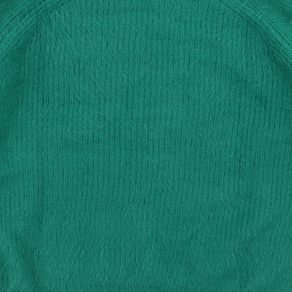Primark Mens Green Crew Neck Striped Nylon Pullover Jumper Size L   - Fluffy