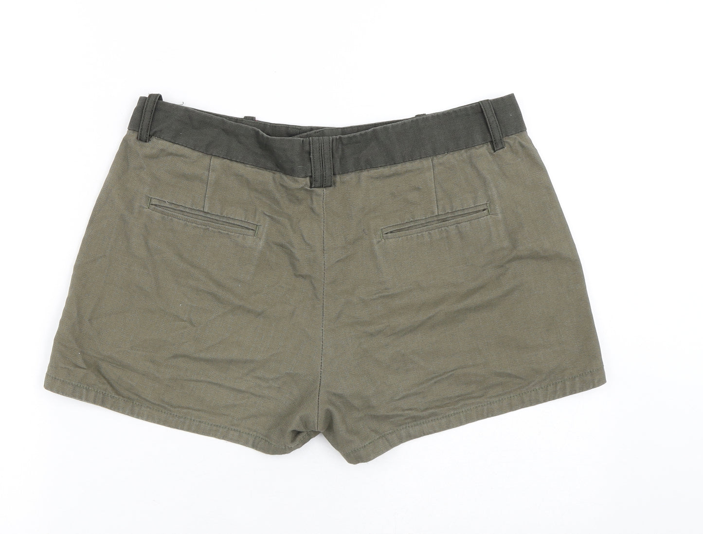 Zara Womens Brown  Cotton Cargo Shorts Size M L3 in Regular