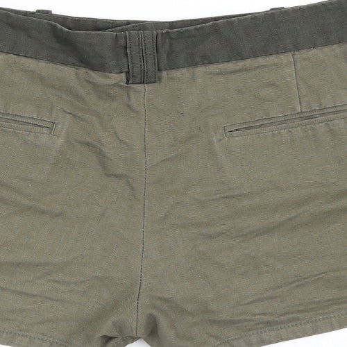 Zara Womens Brown  Cotton Cargo Shorts Size M L3 in Regular