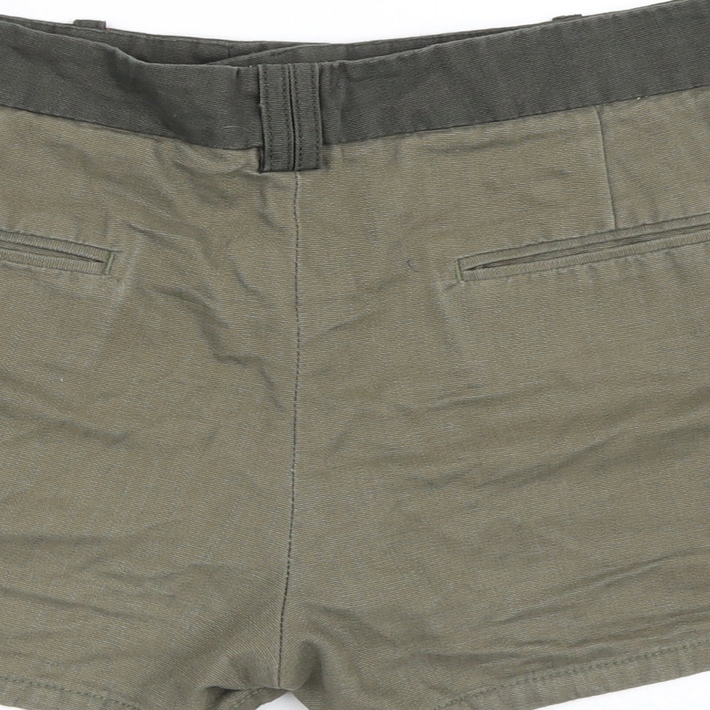 Zara Womens Brown  Cotton Cargo Shorts Size M L3 in Regular