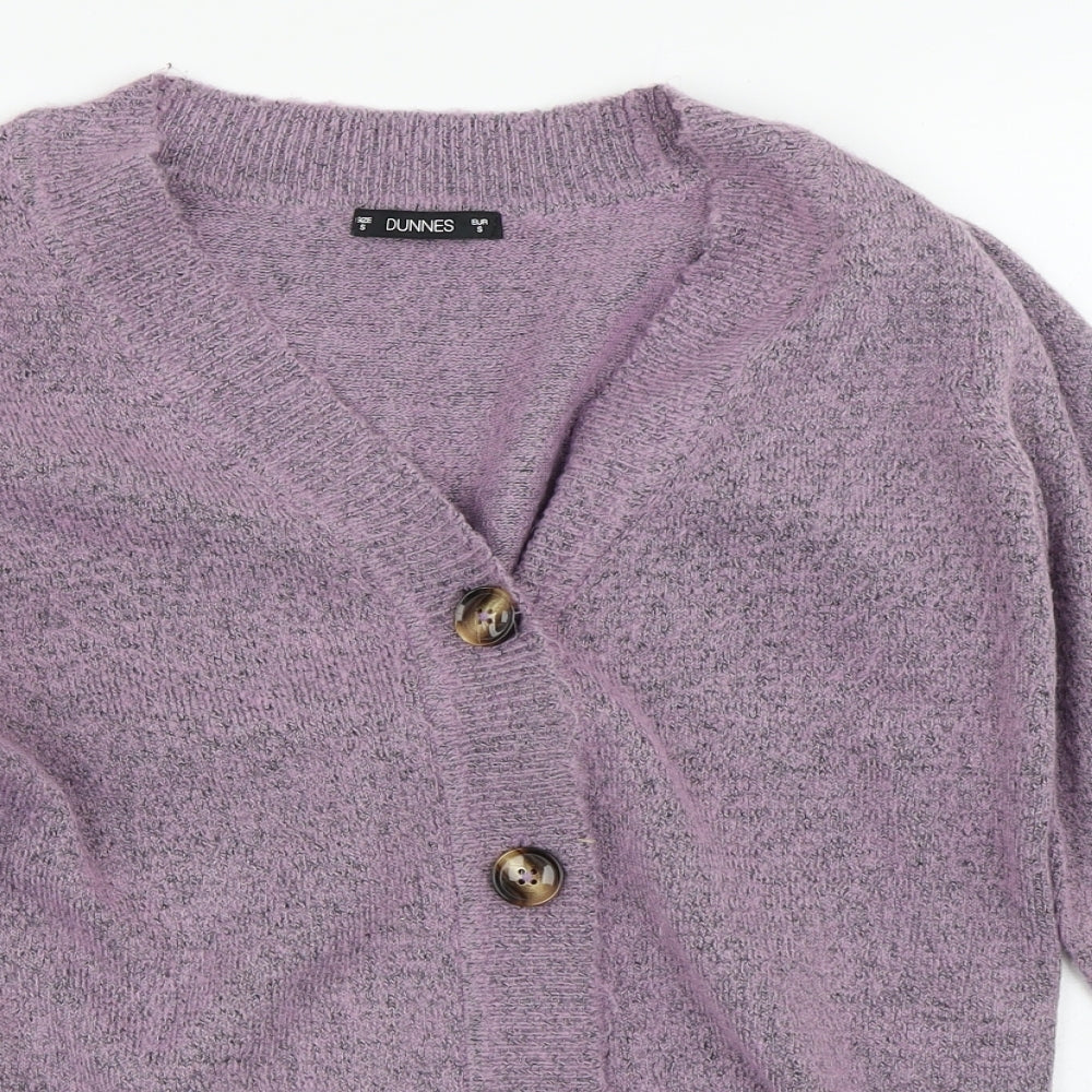 Dunnes Stores Womens Pink V-Neck Geometric Acrylic Cardigan Jumper Size S