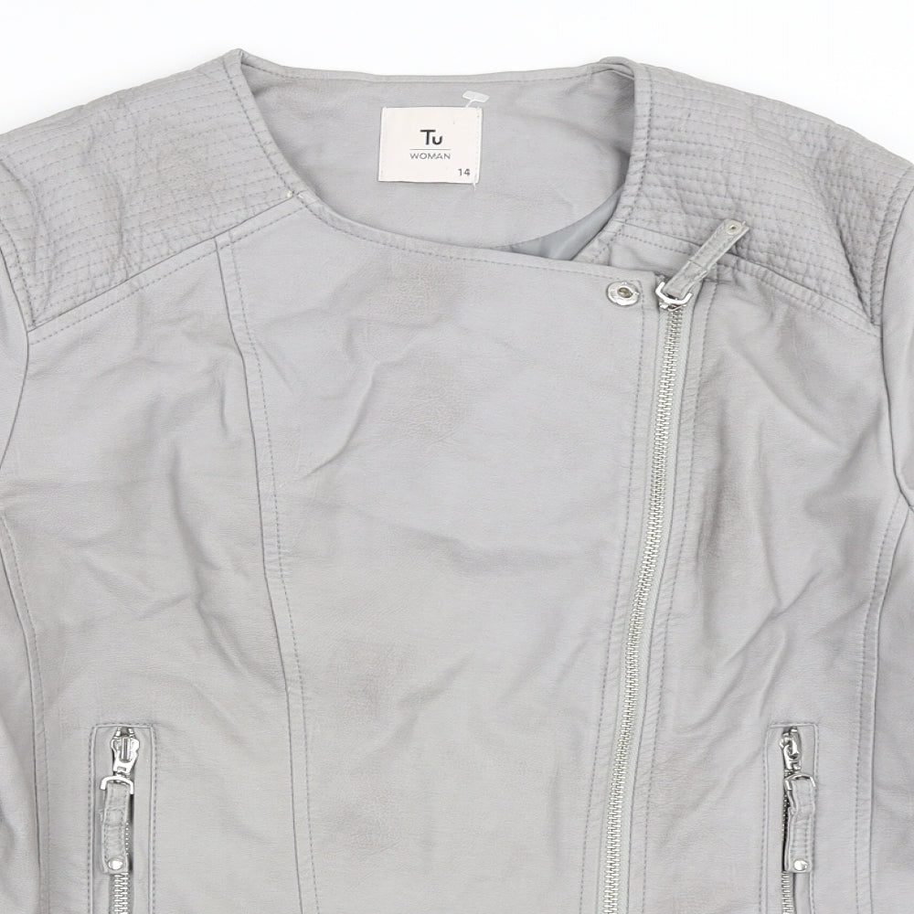 TU Womens Grey   Biker Jacket Size 14