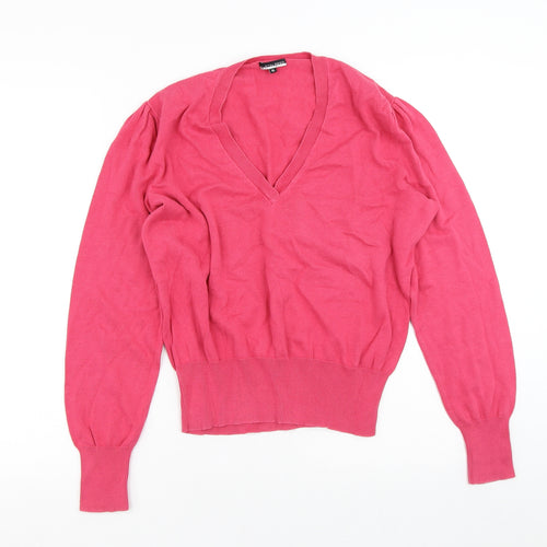 Austen Reed Womens Pink V-Neck  Cotton Pullover Jumper Size XL