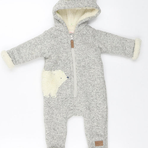 Debenhams Baby Grey Geometric Polyester Romper Outfit/Set Size 3-6 Months   - Polar Bear Woolly