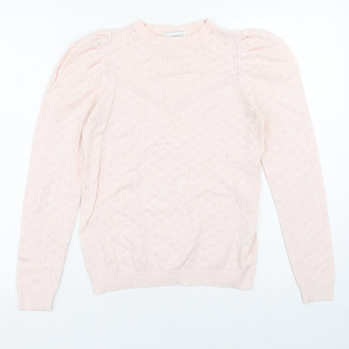 Warehouse Womens Pink Crew Neck Geometric Viscose Pullover Jumper Size 10